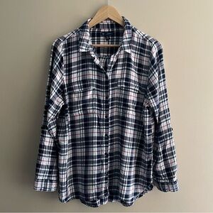 GAP Women’s Plaid Flannel Shirt. Size Large Boyfriend Fit Rolled Sleeves  #507